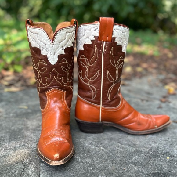 1950s • FRYE • Tri-Color Western (Saddle/Chocolate/Bone) • Women’s 7.5 - Picture 1 of 8